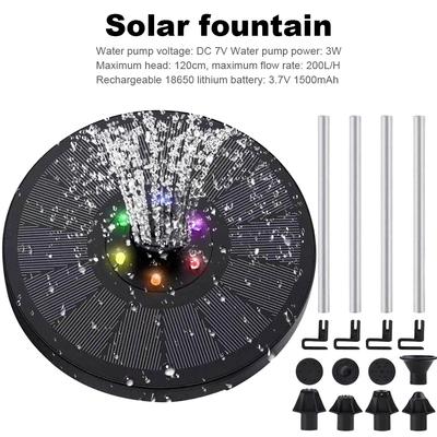3W Floating Solar Powered Water Fountain Pump 200L/H Free Standing Floating Birdbath Water Pumps for Garden Ponds Pool Fish Tank