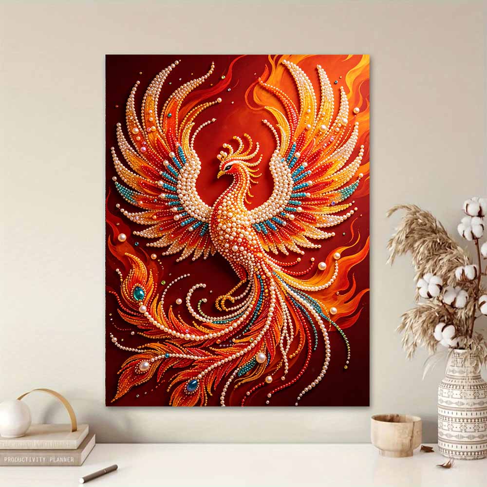 5D DIY Pearl Diamond Painting Kit Majestic Phoenix Full Drill Embroidery Mosaic Art Home Wall Decor Gift