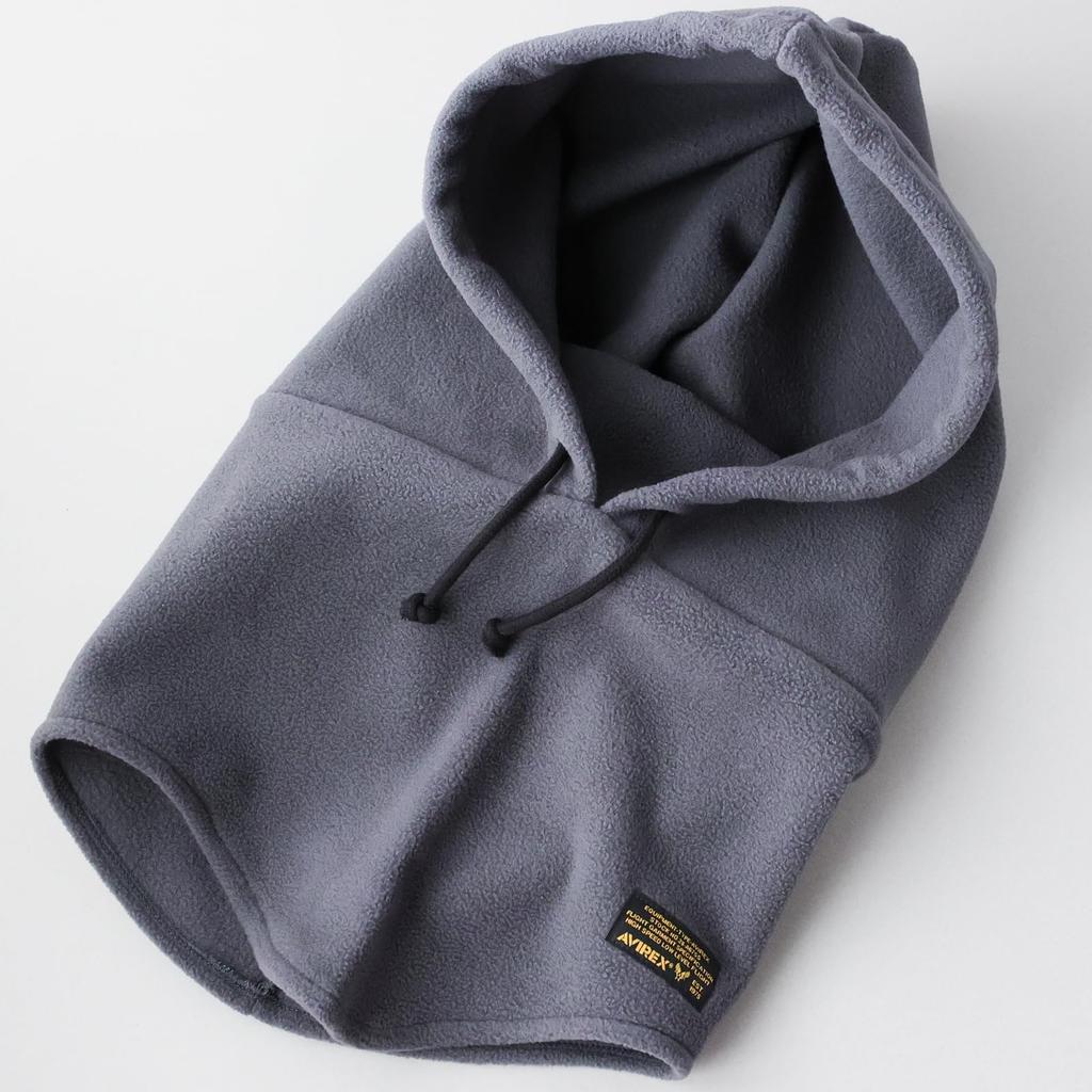Avirex Fleece Hood Neck Knit Knit Cold Weather Unisex Charcoal Warmer, Warmer, Cap, Hat, Men's Hat, Scarf, Protection, Balaclava,