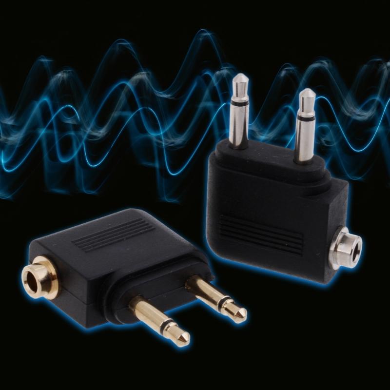 Set of 2pcs Aviation Headphone Adapter 3.5mm Port Aircraft Earphone Socket Conversion Adaptors Portable Converters