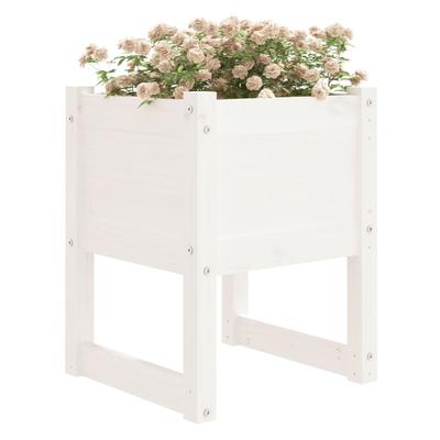 Plant Pot Set 2 Pcs White 40 X 40 X 52.5 Cm Solid Pine Wood