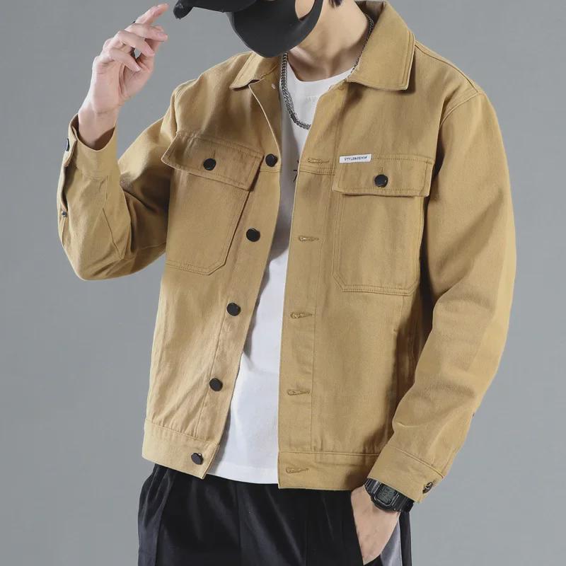 Men's Black Denim Jacket - Casual Workwear for Spring & Autumn