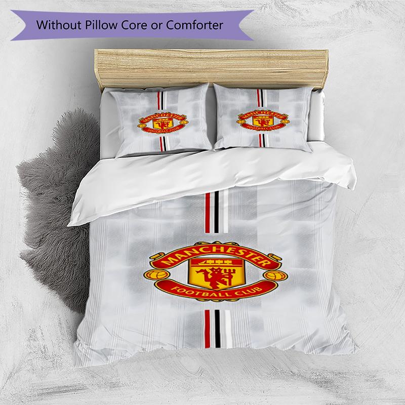 3pcs Duvet Cover Set (1*Duvet Cover + 2*Pillowcase, Without Core),Manchester United F.C Print Bedding Set, Bedroom Decor, All‑Season, Birthday Gift