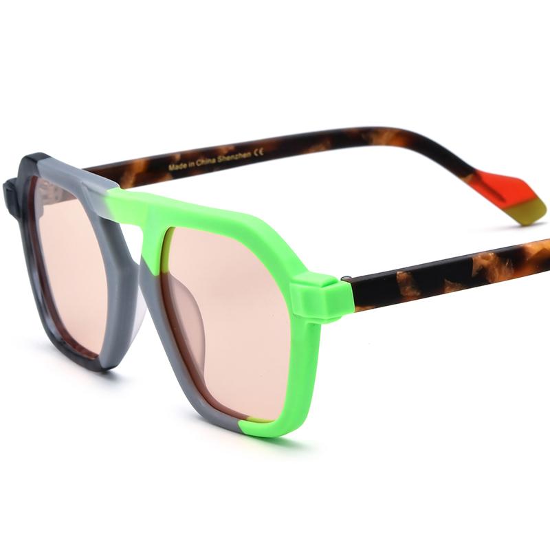 Borregls Multicolor Matte Acetate Polarized Sunglasses Women Brand Design Retro Square Sun Glasses Men Mirrored Shades 19286T Acetate