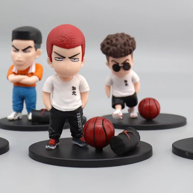 5 Stück/Set Anime Slam Dunk Sakuragi Hanamichi PVC Rukawa Kaede Sammlerstück Handgefertigtes Modellauto Innenraum Kinder Hobby Spielzeug Ornament