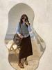 Women's Coffee-Colored Retro Corduroy Skirt - French Autumn/Winter 2025 Design