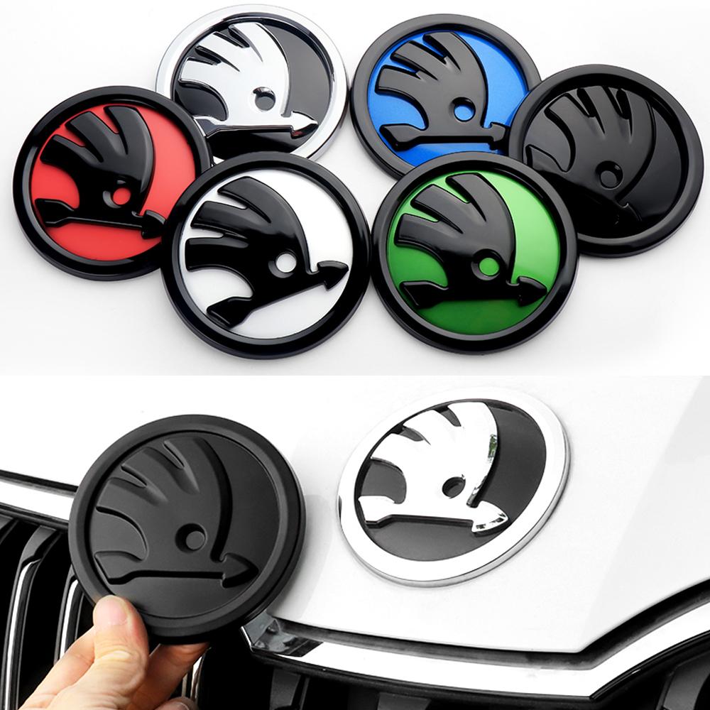 Badge per cofano anteriore e adesivo emblema per baule posteriore per auto 8/9/10 cm per Skoda S Logo Octavia Rapid Fabia Superb Scala Kamiq Yeti Accessori