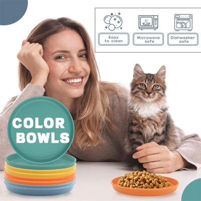 Ciotola per l'alimentazione a 5 colori rotonda Ciotola per cibo per gatti Ciotole senza fatica Per cibo umido e secco Per gattini e gatti a zampe corte