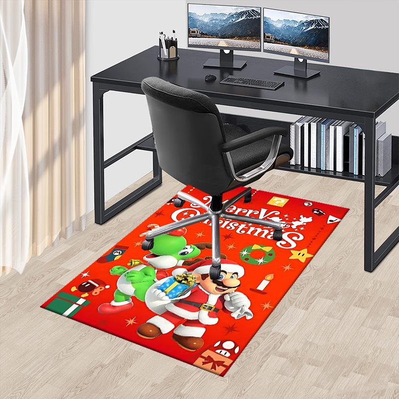 

1pc Mario & Yoshi Christmas Edition Office Carpet Non Slip Rug with Anime Cartoon Design, Festive Gift for Home Decor, Living Room, Bedroom, Game 60cm by 90cm