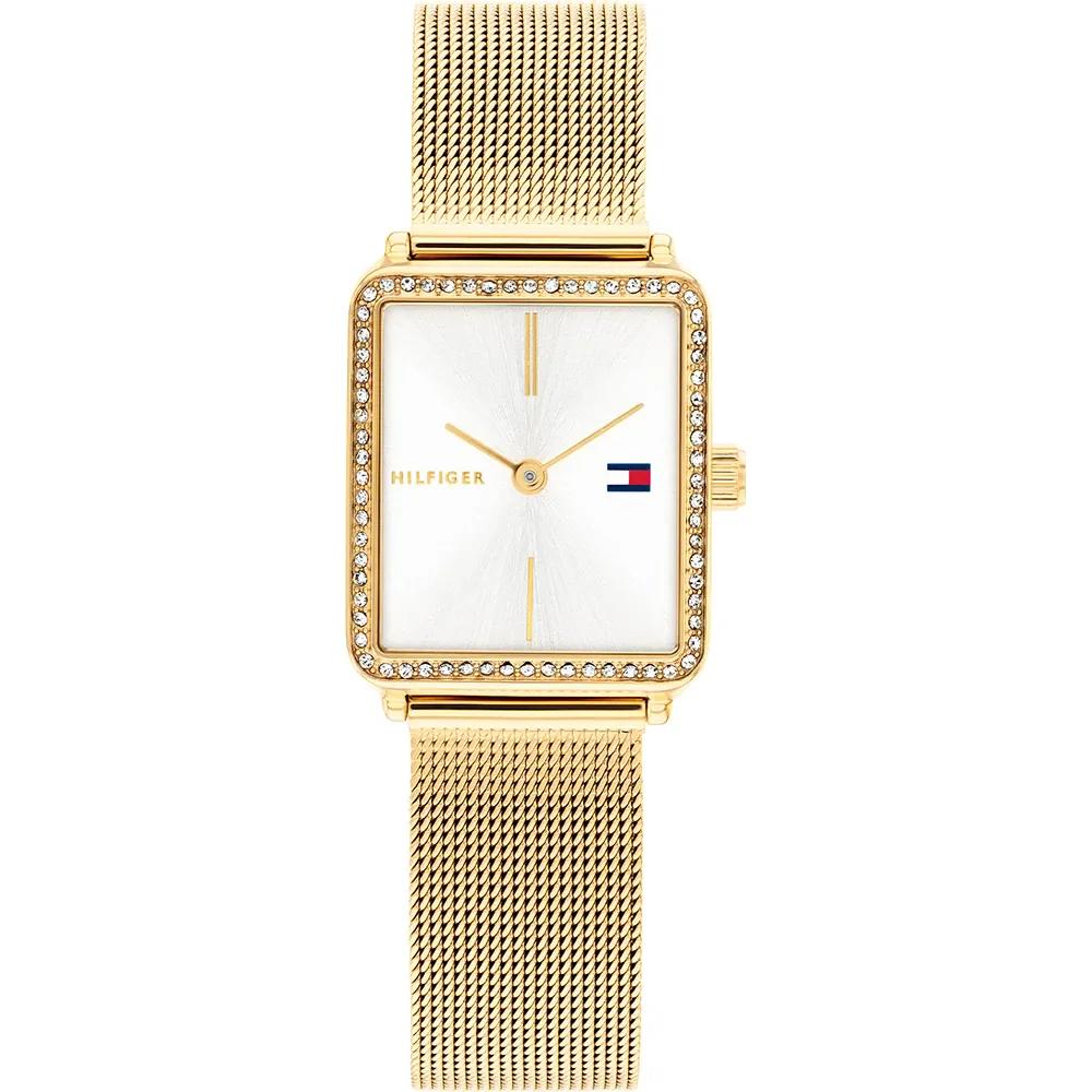 

Tommy Hilfiger Tea Tank Silver Dial Gold Stainless Steel Ladies Quartz Watch 1782829 серебряный