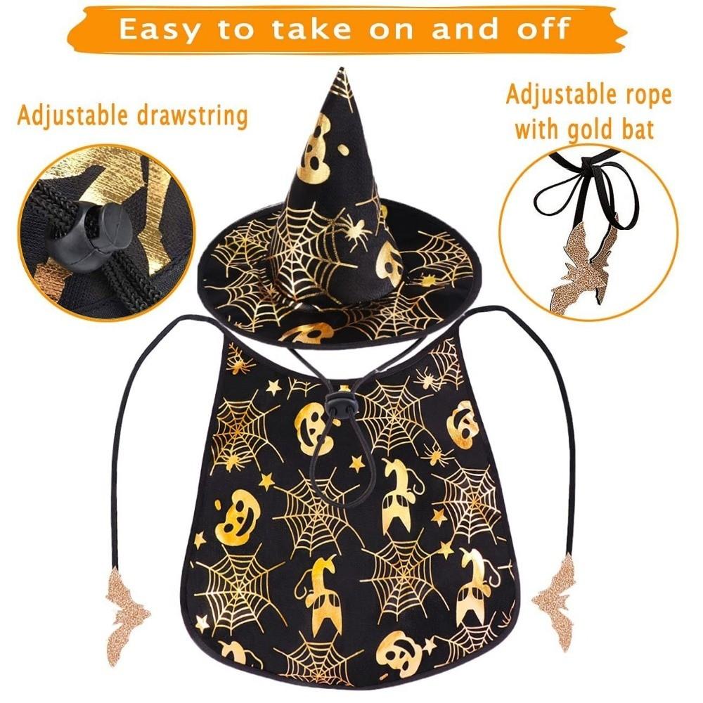 Funny Pumpkin Pet Halloween Costumes Cape Adjustable Soft Cats Cosplay Clothes Black Bat Halloween Dog Cloak Hat Dogs
