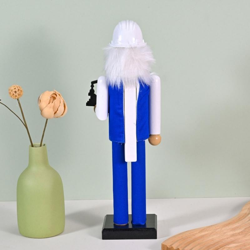 Christmas Nutcrackers Ornament Small Wooden Engineer Christmas Decorations Nutcrackers Figure Ornament for Table Shelf