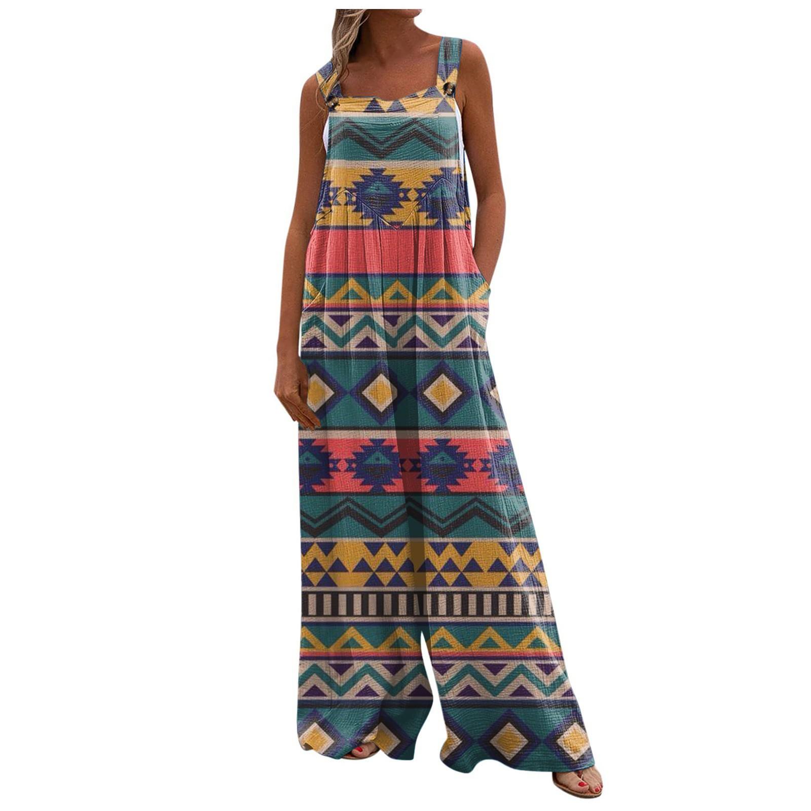 

Жіночий модний комбінезон з принтом, довгі штани, повсякденний комбінезон з кишенею, нерегульовані ремінці M синій