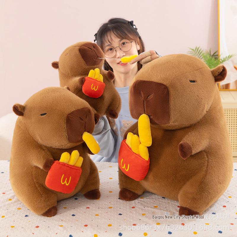 

Плюшевая кукла-подушка Капибара, едящая картошку фри 30cm 0.31kg