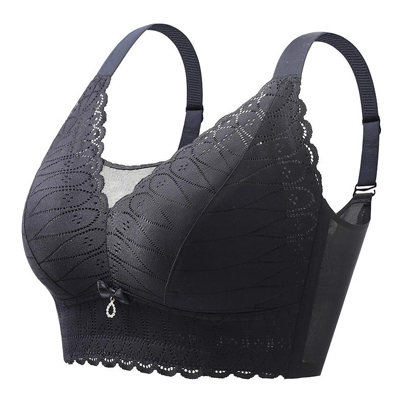 

Женский тонкий бюстгальтер с полной чашкой размера плюс, беспроводной бюстгальтер, сексуальное кружевное нижнее белье, собранный бюстгальтер пуш-ап XXXXXL чёрный