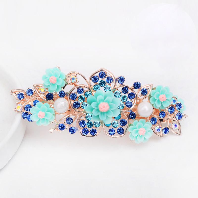 Korean Rhinestone Spring Hair Clip - Versatile Medium/Large Size for Women