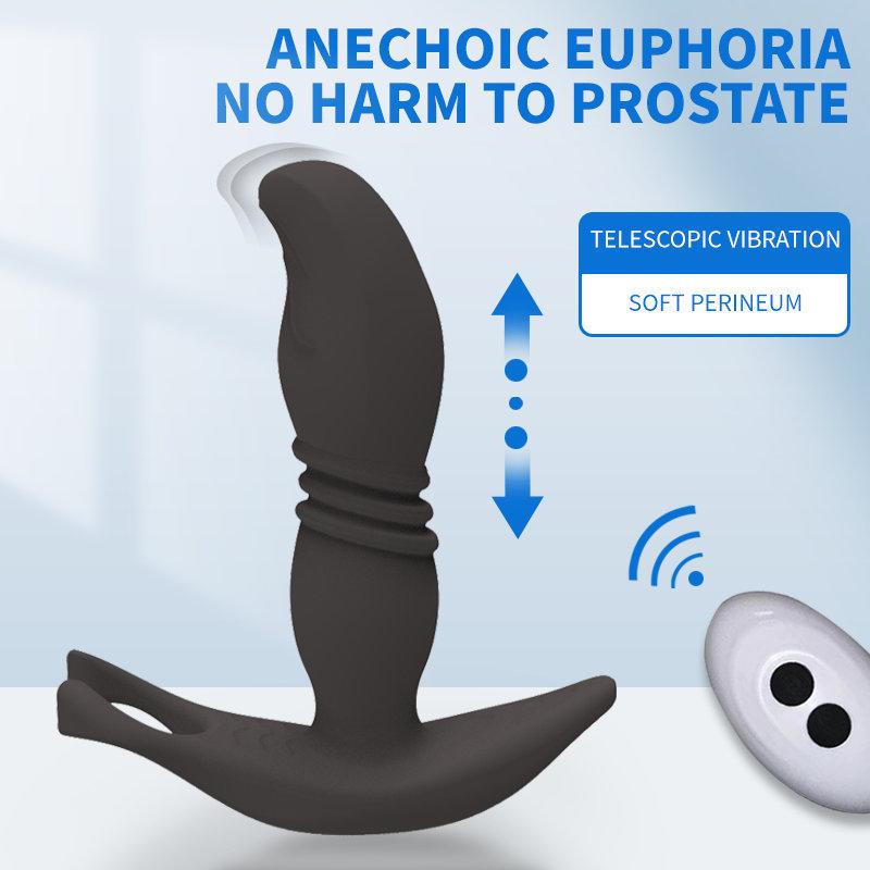 Vestibular Masturbation Silicone Telescopic Anal Plug Wireless Remote Control Vibration Masturbator for Adult Use