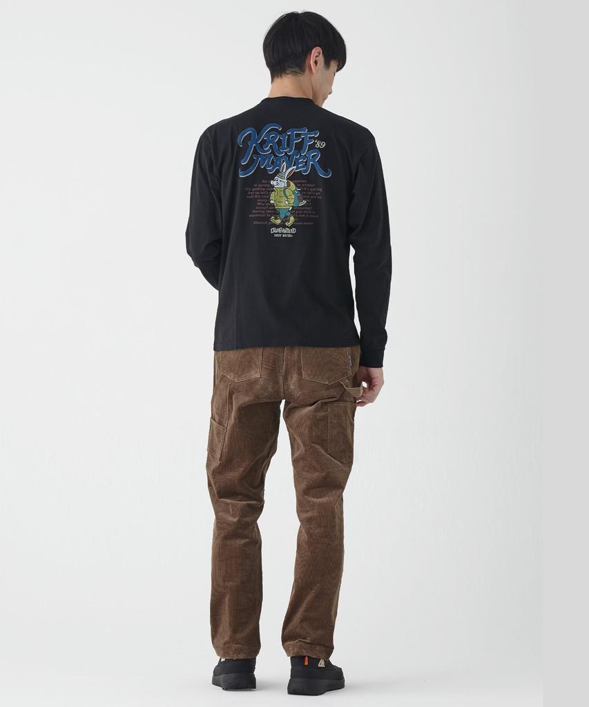 Cliff Králík Potisk na zádech Dlouhý rukáv pro Černé [Cliff Mayer] Pánské Tričko, Střední,