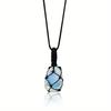 Amethyst Net Bag Pendant Necklace with Irregular Agate Stone Sweater Chain