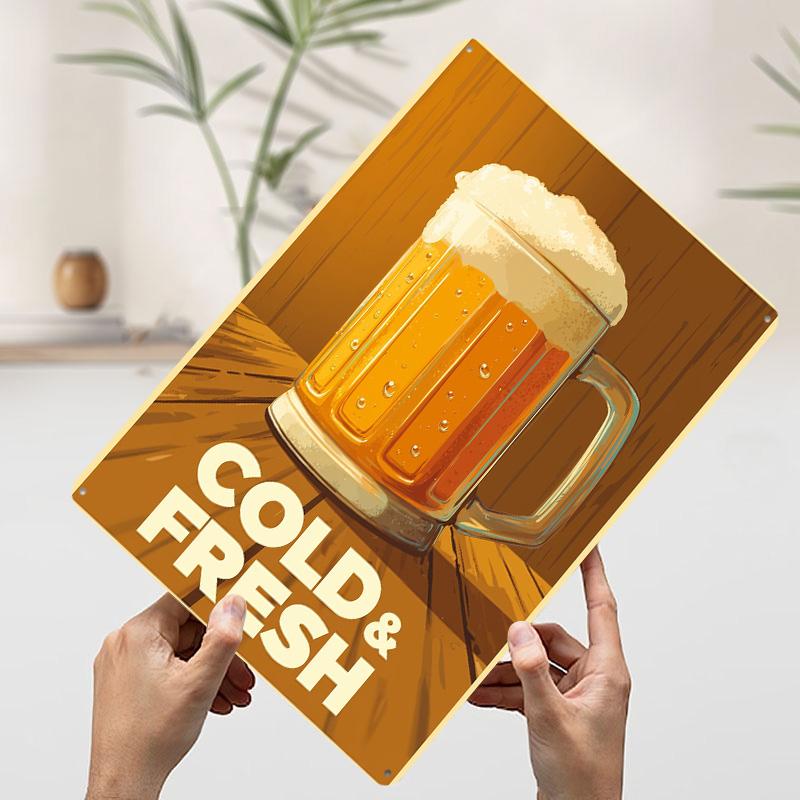 

Cold and Fresh Beer Mug Printed Poster Customized Wall Art Retro Vintage Metal Tin Signs for Office Decor Coffee Bar Accessories 7.9x11.8In(20x30cm)