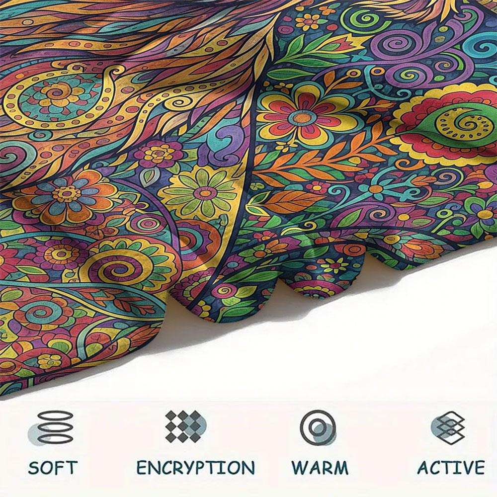 1Pc Mandalapainting Print Flannel Blanket, High Quality Comfortable for All Seasons, Home Decor, Warmth and Comfort, Perfect for Christmas Gifts