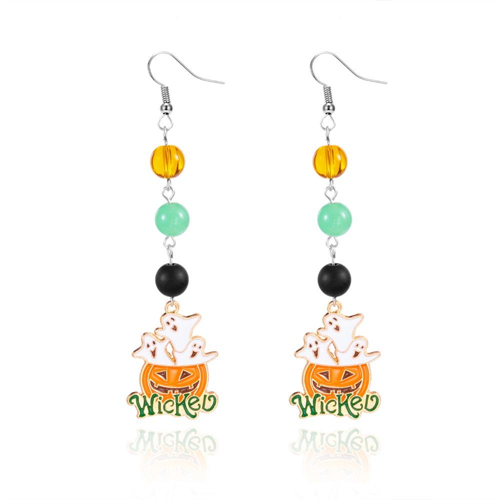 Rhinestone Halloween Earrings Ghost Spider Dangle Earrings Pumpkin Ear Studs  All Saints' Day