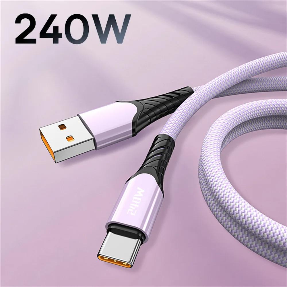 240W 5A Fast Charging USB C Cable Type C Quick Charge Data Cord for iPhone Samsung S24 Realme Xiaomi 14 Huawei OPPO OnePlus