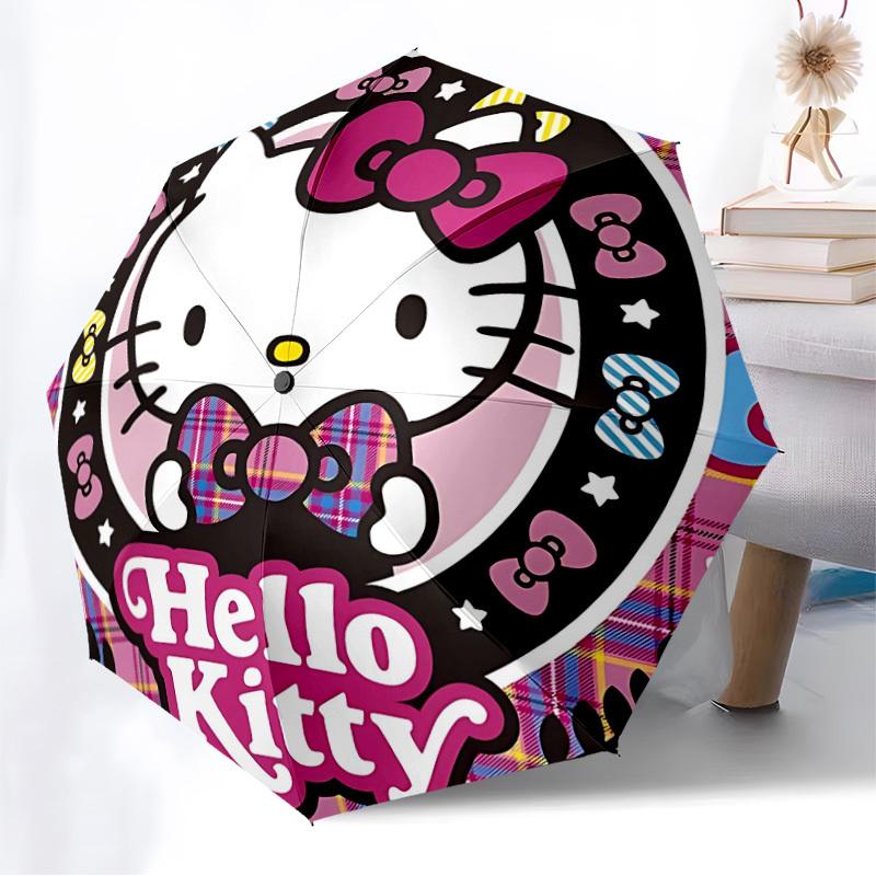 1pc Hello Kitty [Automatic Folding Umbrella] Durable Iron Frame & Rod, Portable Folding, All Seasons, Home Travel Outdoor, Makes a Great Holiday Gift