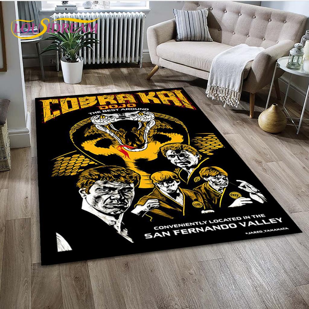 Dywan TV Karate Cobra Kai Amanda Duży, Dywan do Salonu Sypialni Sofa Mata pod Drzwi Dekoracja, Mata Podłogowa Antypoślizgowa do Zabawy dla Dzieci