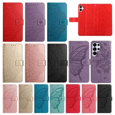 Butterfly Flower Leather Phone Wallet Case Book For Samsung Galaxy S22 S21 S20 FE Ultra S10 S10E S9 S8 Plus Flip Cover Card Slot