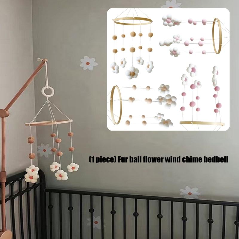 Baby Mobile Felt Flower Bed Bells Mobile Crib Jewelry Creative Pendant Toy Felt Wind Chimes Nursery Decorations Gift