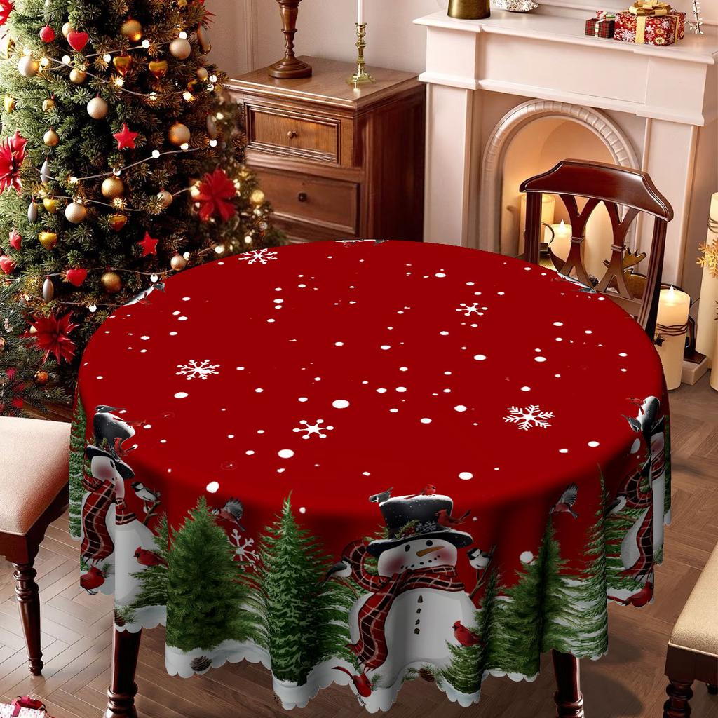 Christmas Tablecloth, Snowman Elk Print, Waterproof Rectangle, Dining Table Coffee Table Decorative Cloth