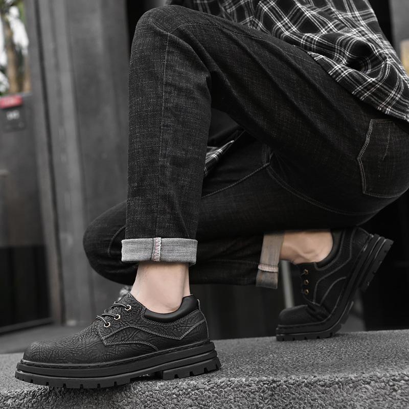 Herrenschuhe Herbst Neue Freizeitschuhe aus echtem Leder Cargo Board Schuhe im britischen Stil Retro Low Top