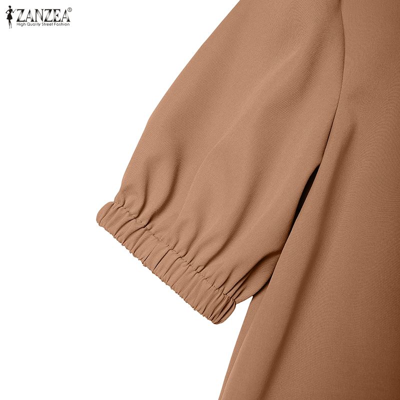 ZANZEA Women Casual Turn Down Collar Summer Short Sleeve Shirt Dress