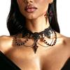 Black Lace Centerpiece Neck Jewelry Set Gothic Statement Accessories for Themed Photo Shoots, Festivals and Halloween Looks
