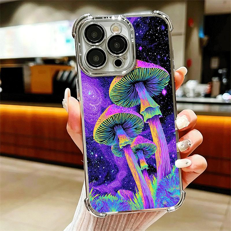 Weird Psychedelic Mushroom Soft Phone Case For iPhone 15 16 17 Air 14 Pro Max 16E Plus 13 12 Mini Plating Anti-Fall Fundas