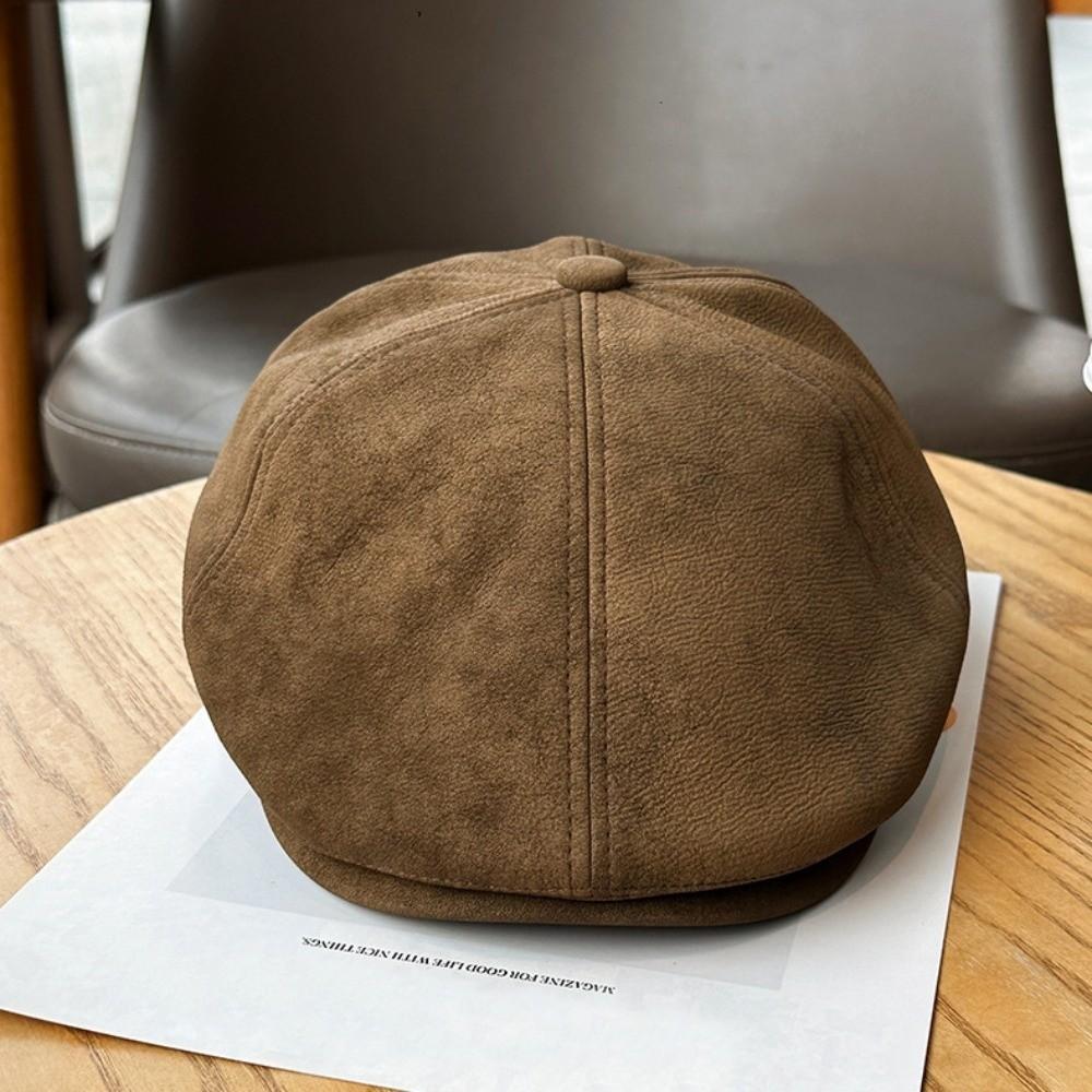 Trendy Retro Forward Hat Adjustable Classic British Hat Imitation Suede Beret Unisex