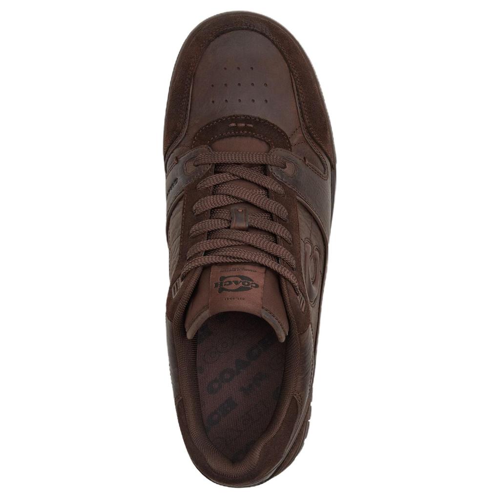 Coach Soho Cow Split Leather Round Toe Lace-Up Low-Top Sneakers Men Sneakers Chocolate-Brown CCK59-MPL