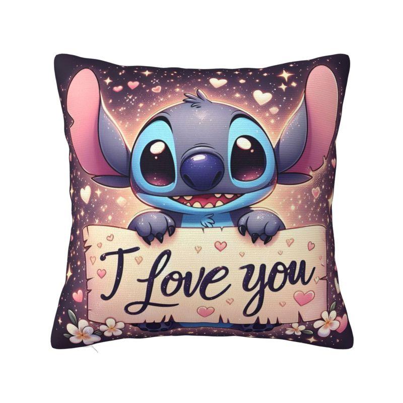 

Custom Lilo And Stitch Cartoon Pillow Covers Decor Home Kawaii Disney Anime Modern Cushion Cover Soft Pillowcase 22x22Inch