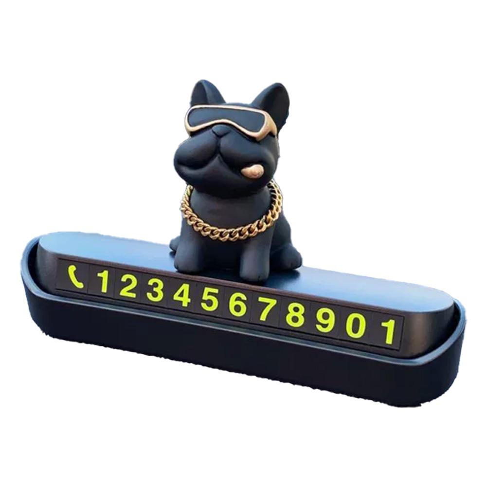 Temporary Parking Number Plate Bulldog Auto License Dashboard Car Interior Ornament Decoration Mobile Decor