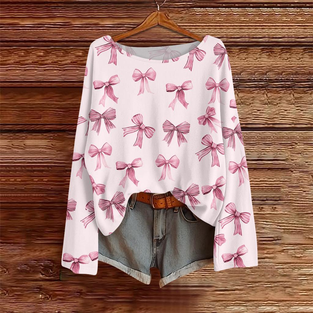 Long Sleeve Shirts For Women Printed Tees Blouses Casual Plus Size Basic Tops Pullover Casual Tunic Top Loose FitShirt