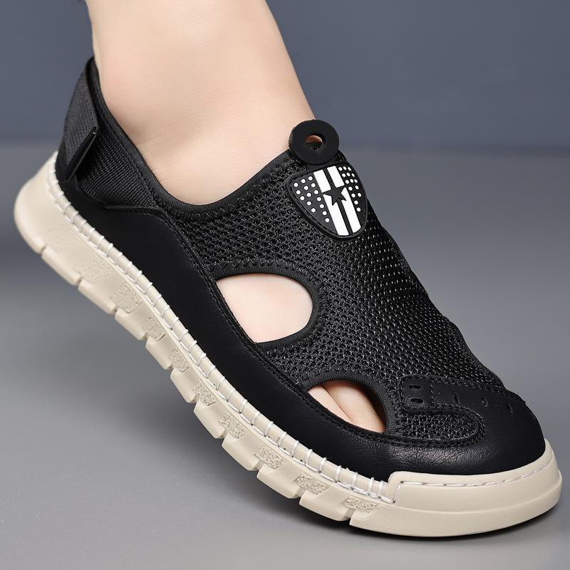 

Весна и лето новая верхняя одежда fly-woven сетка полая дышащая сандалии мужские ручной работы онлайн повседневные сандалии мужские 38 чёрный