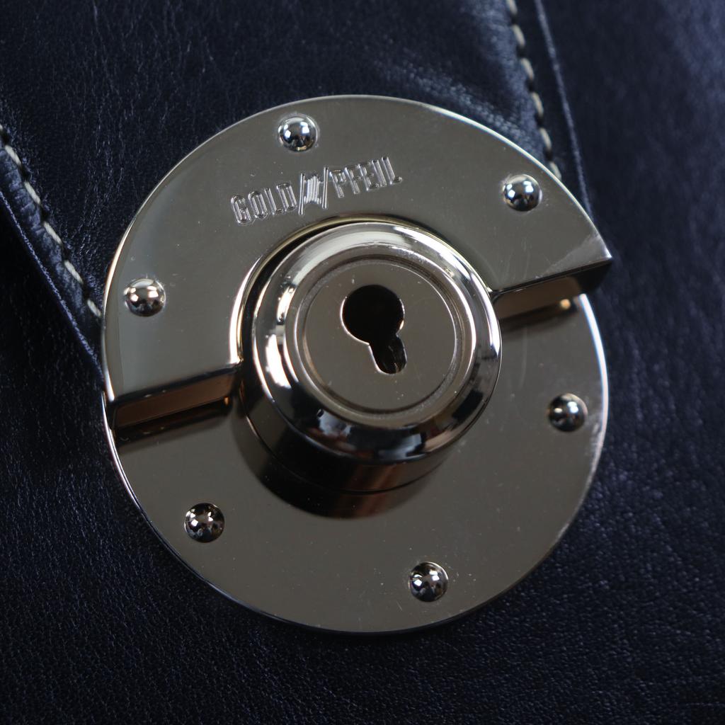 Great GOLD PFEIL Briefcase Lockable doctor bag/Dulles bag black leather mens Used