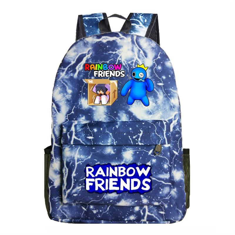 Rainbow Friends Cartoon School Backpack Kids Boys Girls Lightweight Oxford Fabric Bookbag With Ergonomic Shoulder Straps