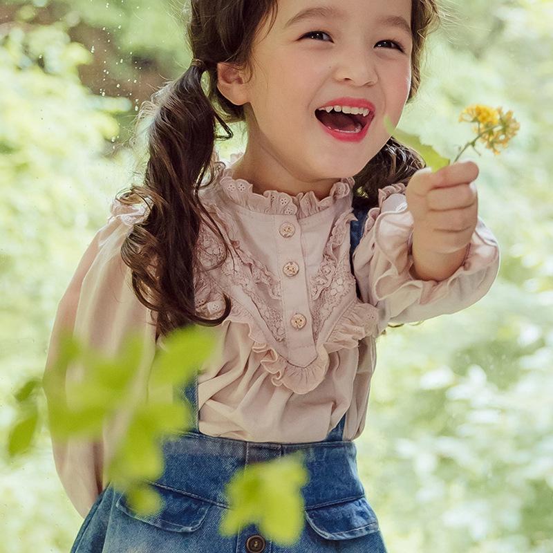 

2025 Spring Vintage Puff Sleeve Lace Collar Shirt for Toddler Girls 100 cm