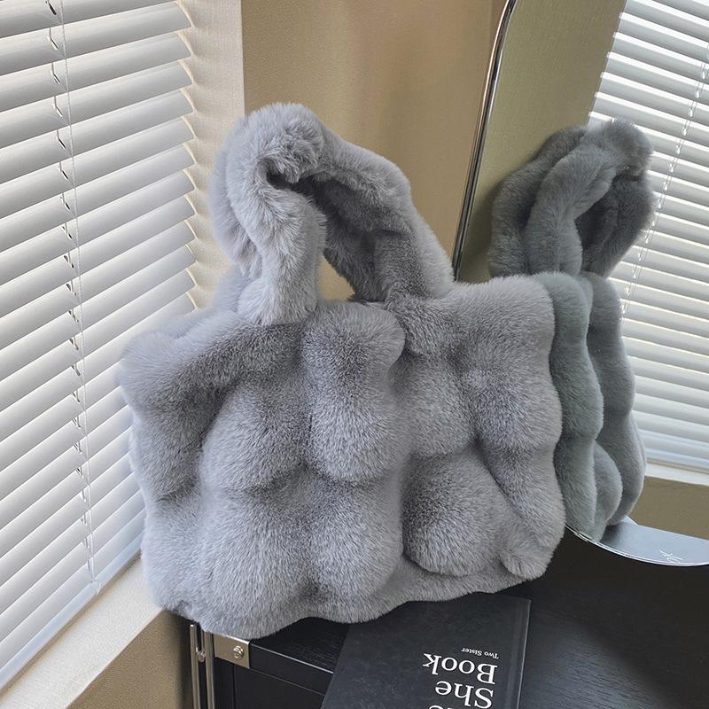 

Плюшевая сумка-тоут, ленивая плюшевая девочка, атмосфера, сумка-ведро, осенне-зимняя сумка, сумка-мессенджер серый