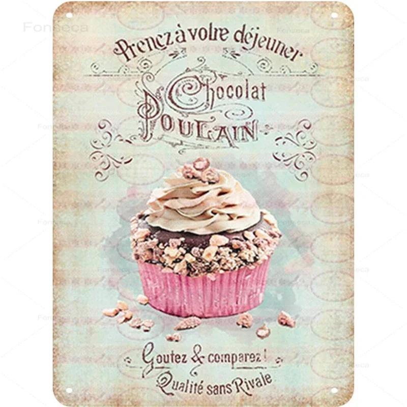 1 st Vintage Kaffe Dessert Metallskyltar Modern Minimalistisk Hem Kök Väggkonst Tennplåtar Restaurang Café Dekoration 20X30Cm
