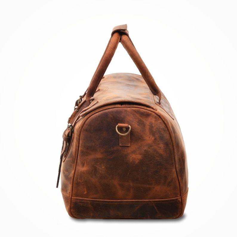 Full Grain Leather Weekender Bag: Handmade Distressed Duffle