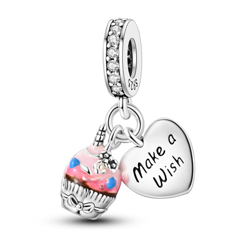 Sweety 925 Silver Birthday Cake Crown Heart Butterfly Sunflower Charms Beads Fit 3mm Bracelets DIY Fine Jewelry Making
