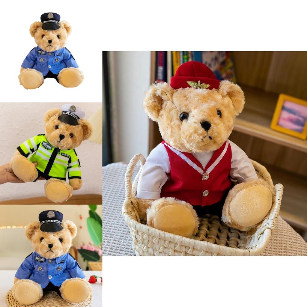 Cute Teddy Bear Plush Toy For Firefighters And Police Officers Perfect Gift For Qixi Festival 30cm/25cm